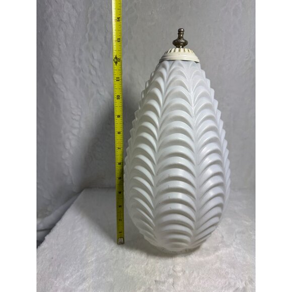 Vintage Mid Century Frosted Draped Glass Lamp Shade Hanging Swag Globe MCM - Picture 10 of 11